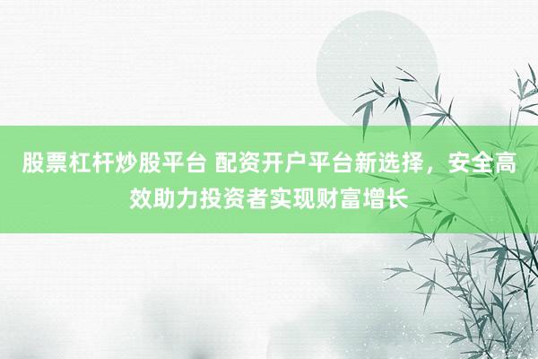 股票杠杆炒股平台 配资开户平台新选择，安全高效助力投资者实现财富增长