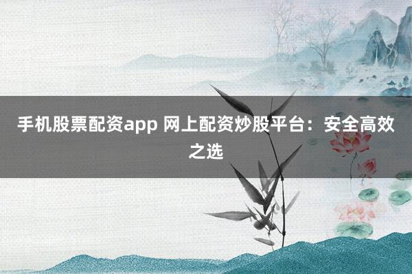 手机股票配资app 网上配资炒股平台：安全高效之选