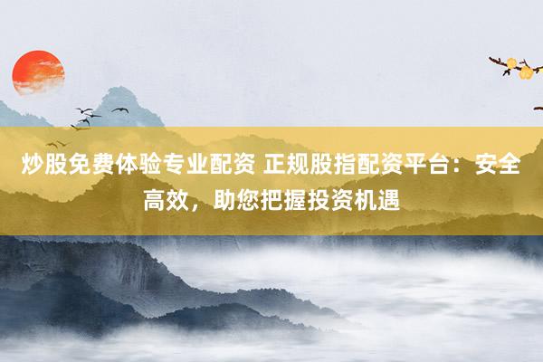 炒股免费体验专业配资 正规股指配资平台：安全高效，助您把握投资机遇